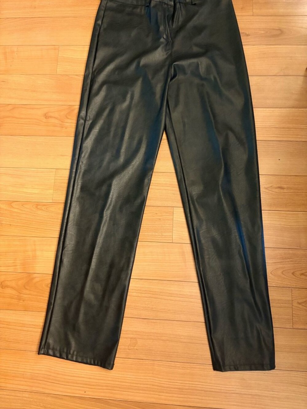 Boohoo Black Faux Leather Straight Leg High Waisted Trousers US 10